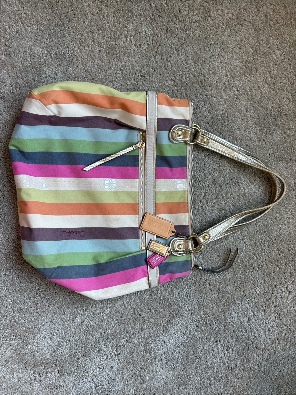 Coach Poppy Legacy Stripe Tote